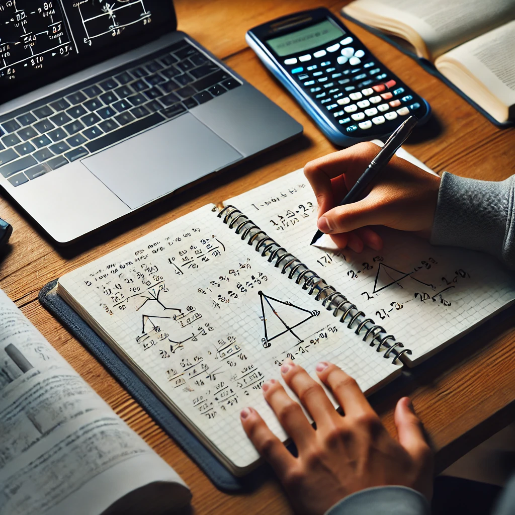 확률과 통계 학습중인 학생의 노트 모습