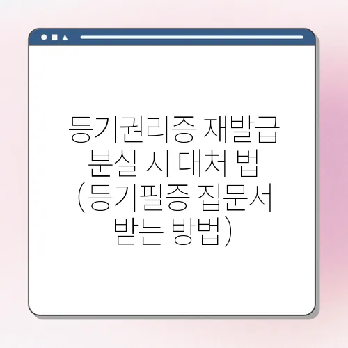 등기권리증 재발급 분실 시 대처 법 (등기필증 집문서 받는 방법)