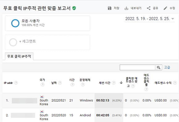 애널리틱스 맞춤 보고서