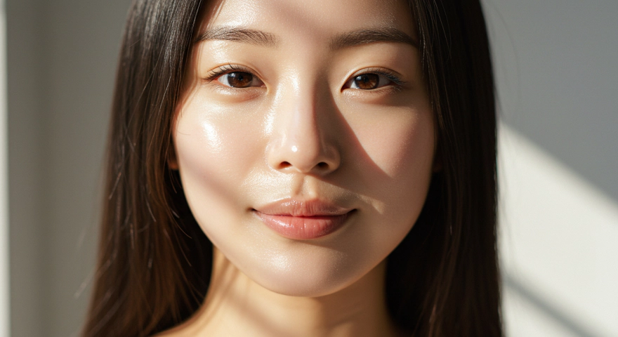 피부가 맑은 한국인 여성