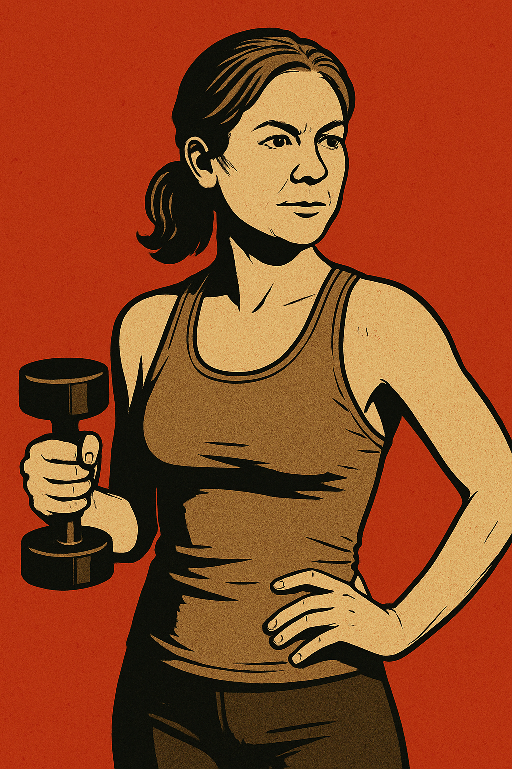 중년 여성의 아령하는 모습