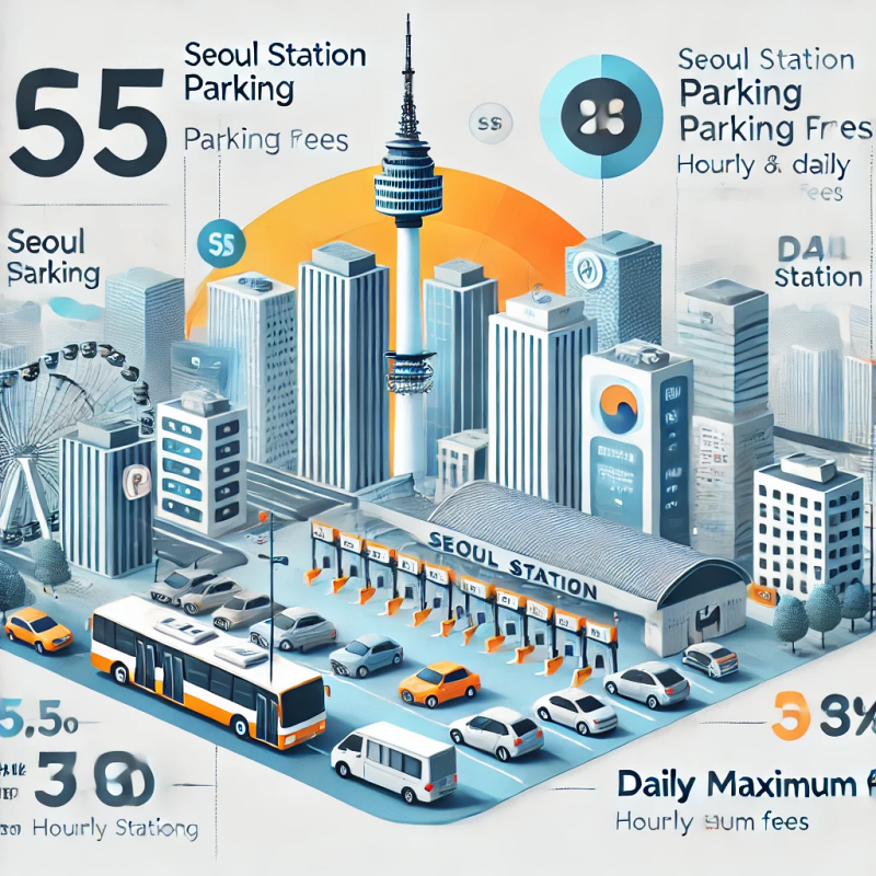 서울역 주차 요금을 시간당 및 1일 최대 요금으로 정리한 인포그래픽