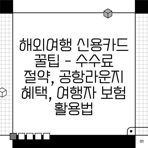 해외여행 신용카드 꿀팁 - 수수료 절약, 공항라운지 혜택, 여행자 보험 활용법
