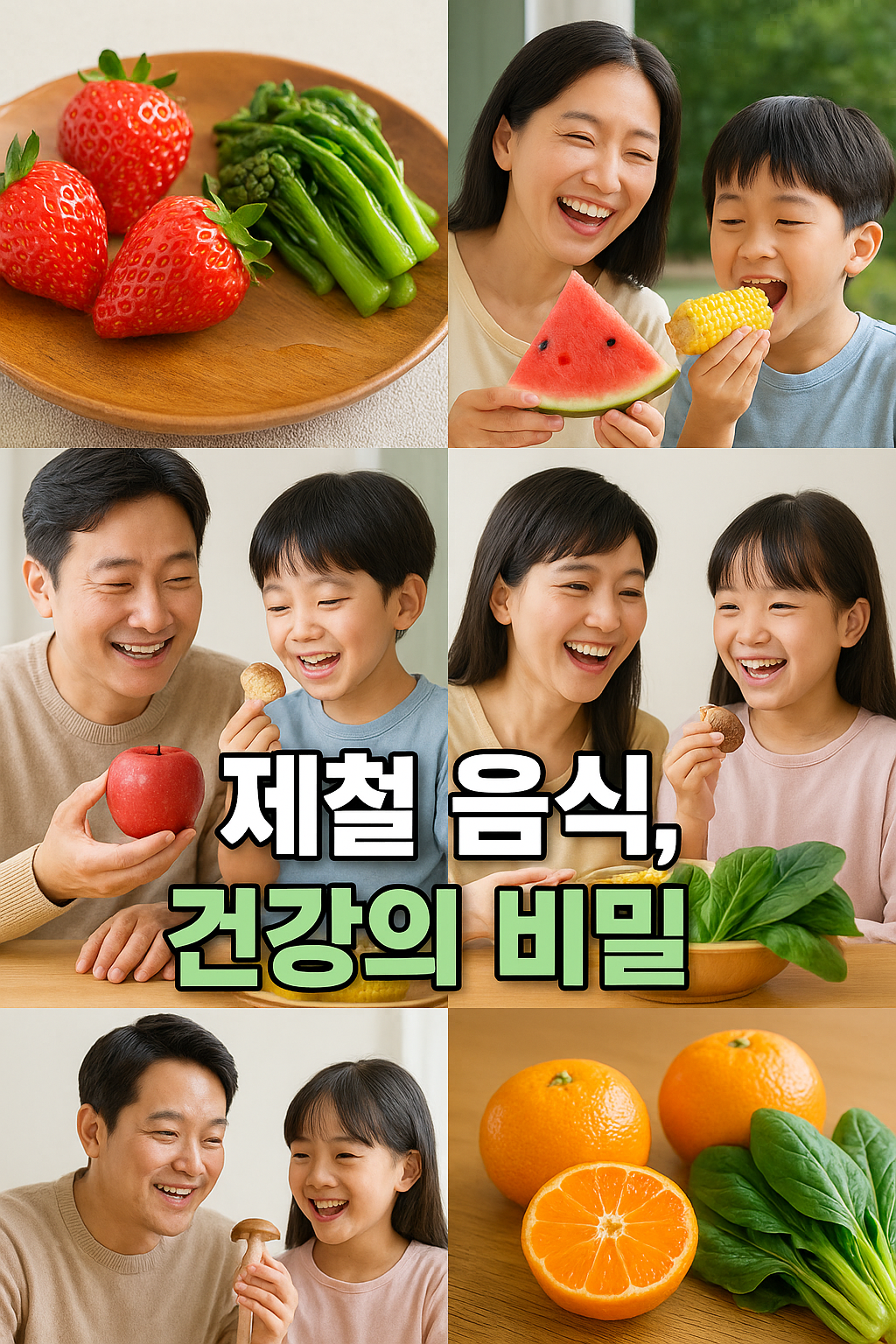 사계절 제철 농산물을 즐기는 건강한 가족