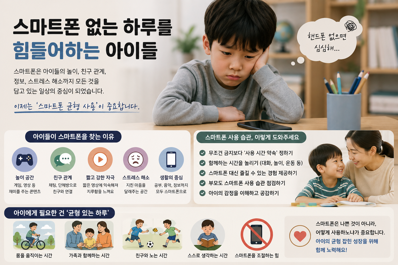 스마트 폰을 찾고 있는 아이의 모습