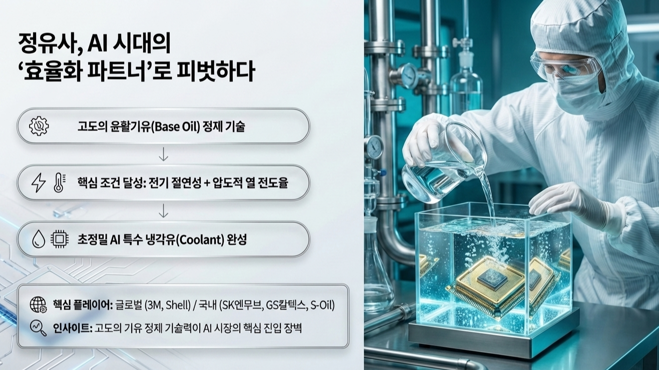액침 냉각 시장 수혜 밸류체인 정유사 설명 이미지(AI 활용 생성 이미지)