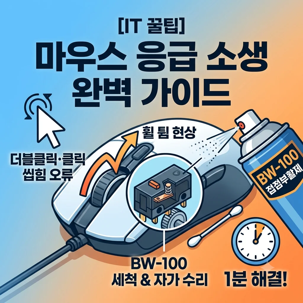 마우스 더블클릭 오류 및 휠 튐 현상 1분 자가 수리 BW-100 세척 가이드 대표 썸네일