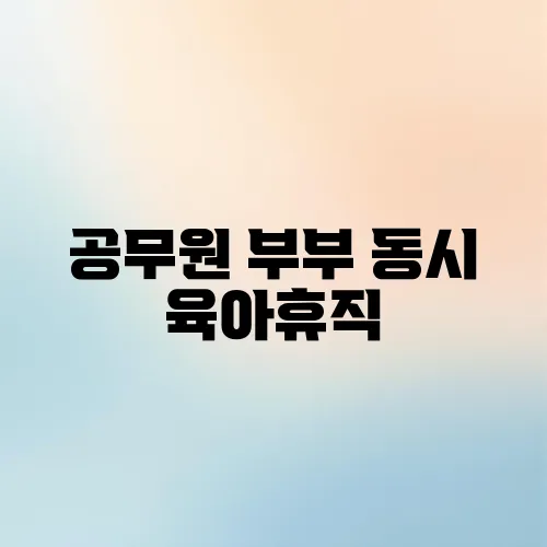공무원 부부 동시 육아휴직