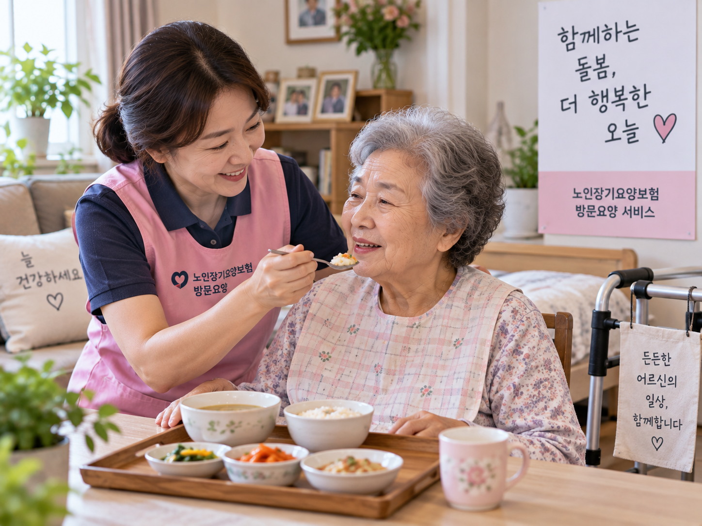 방문요양 서비스를 이용하며 생활지원을 받는 어르신