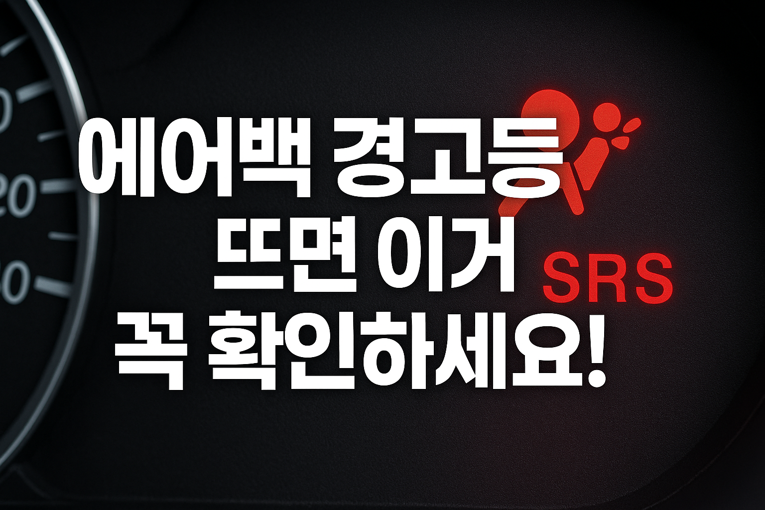 자동차 계기판에 빨간색으로 켜진 에어백 경고등과 SRS 표시등