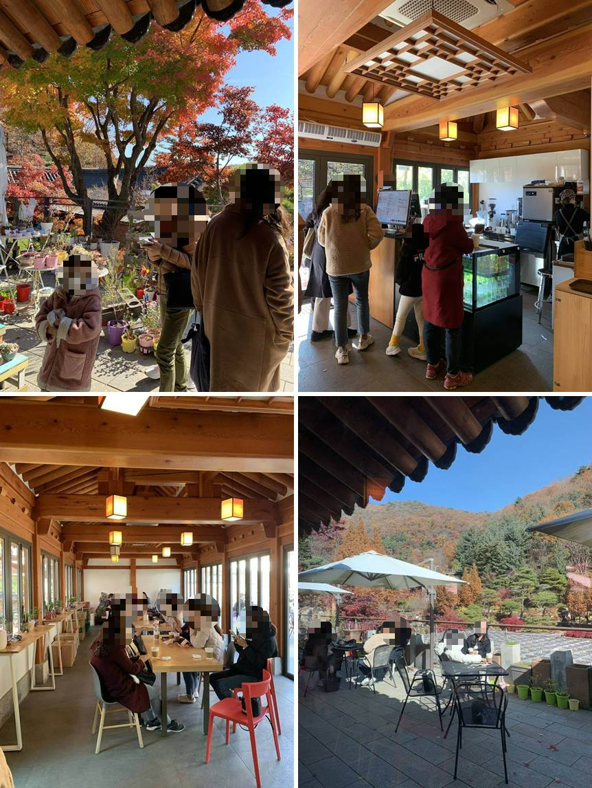 카페 내부모습 및 야외 테이블 자리