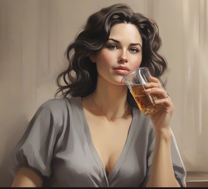 식초를 마시는 여성