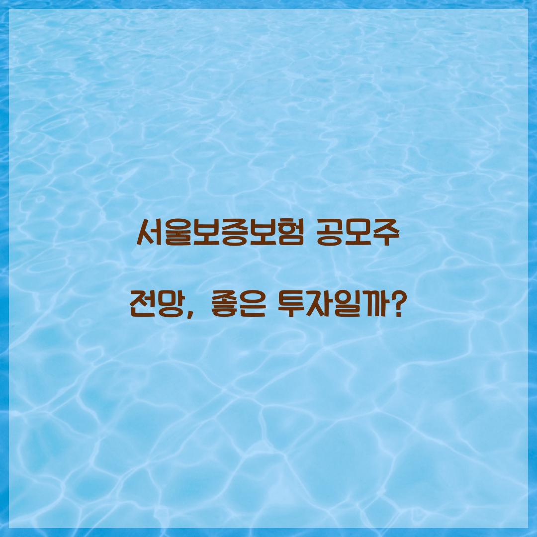 서울보증보험 공모주 전망