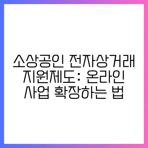 소상공인 전자상거래 지원제도: 온라인 사업 확장하는 법