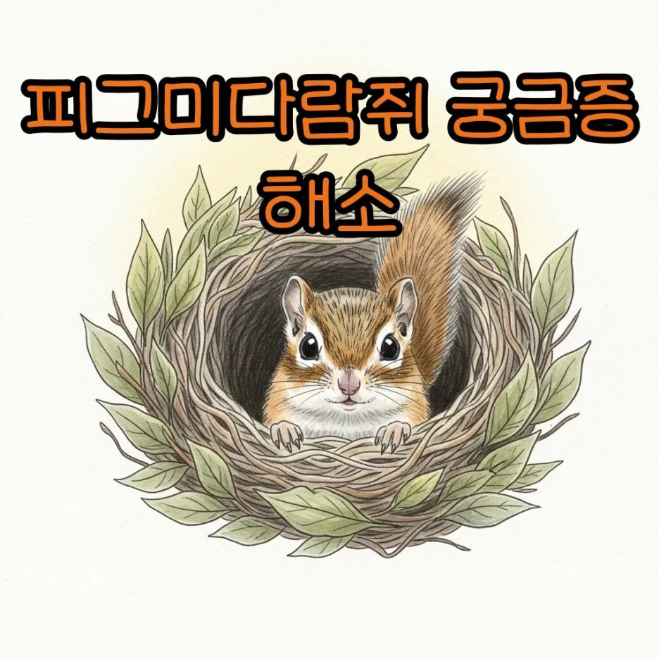 작은 피그미다람쥐가 포근한 둥지에서 고개를 내미는 모습.