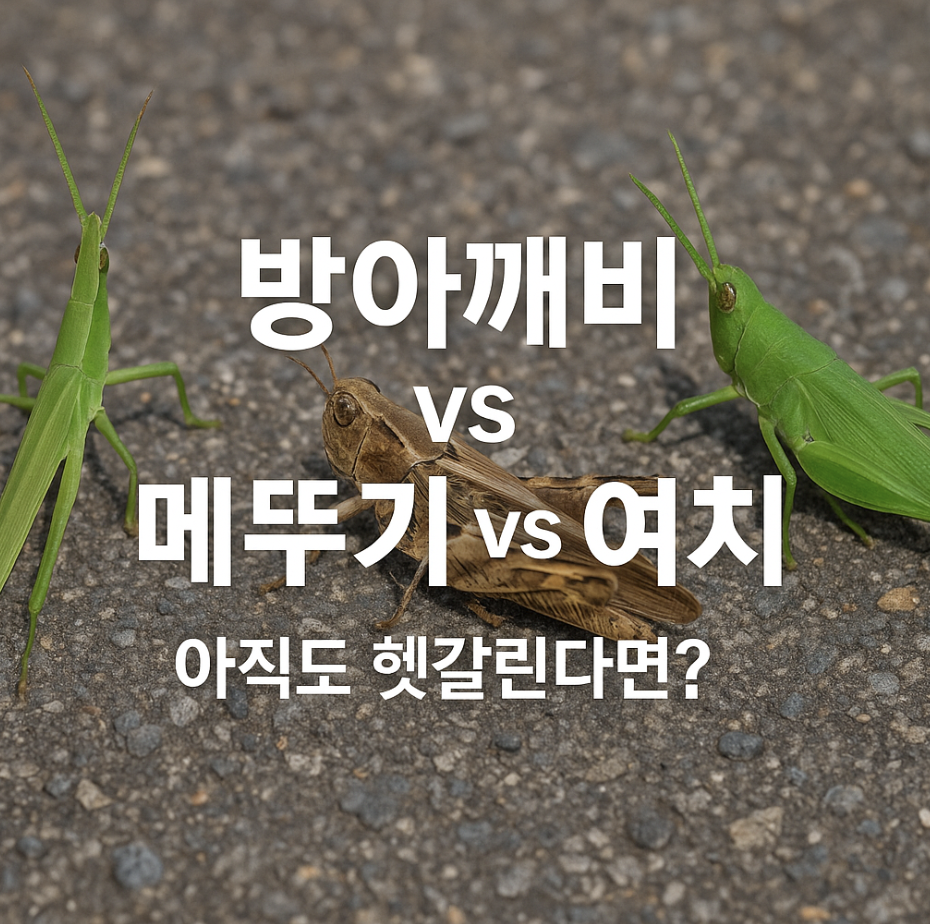 방아깨비 vs 메뚜기 vs 여치, 아직도 헷갈린다면?