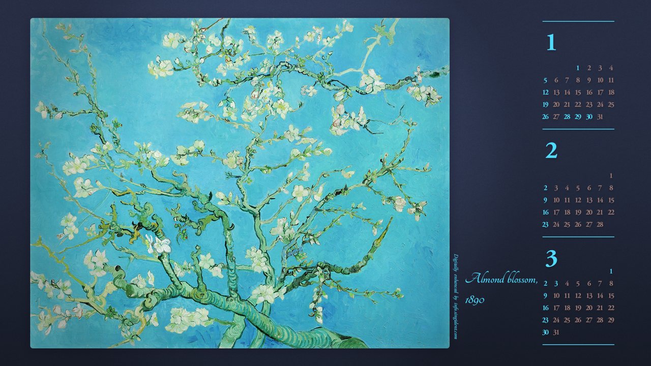 06 고흐 아몬드나무 B - 2025년2월 노트북배경화면
