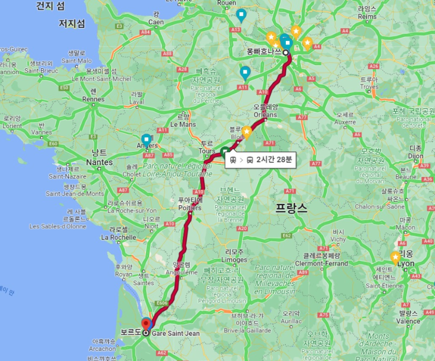 보르도역까지 가는 여정