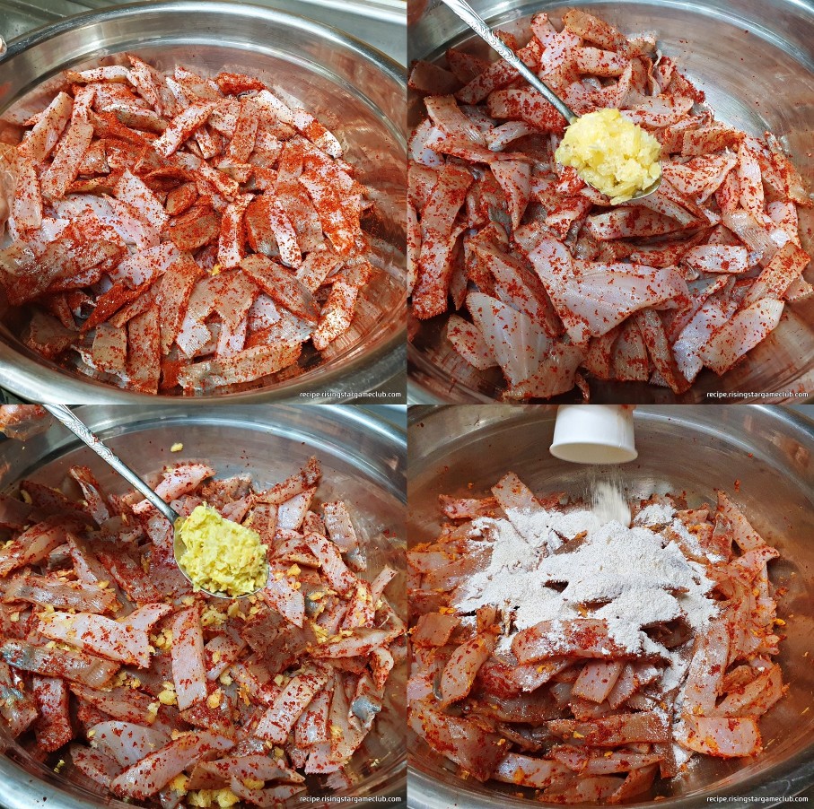 가자미에 양념을 하는 사진