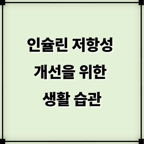 인슐린 저항성 개선을 위한 생활 습관