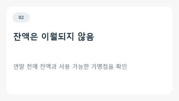 문화누리카드 지원금 잔액은 다음 해로 이월되지 않음