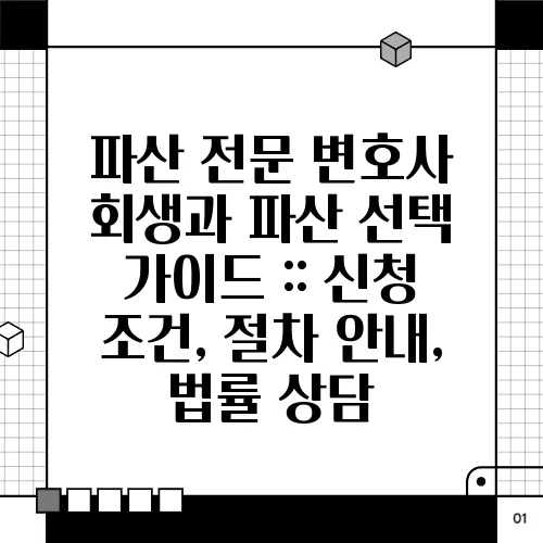 파산 전문 변호사 회생과 파산 선택 가이드 :: 신청 조건, 절차 안내, 법률 상담