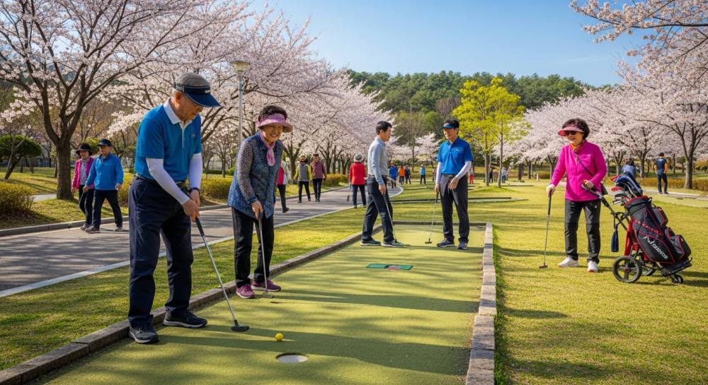 파크골프 를 즐기는 사람 사진
