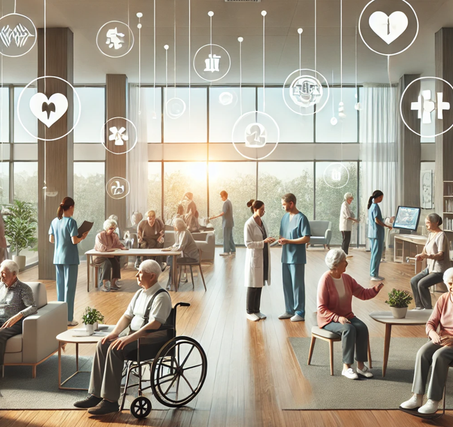 노인 간호 시스템을 보며주는 그림