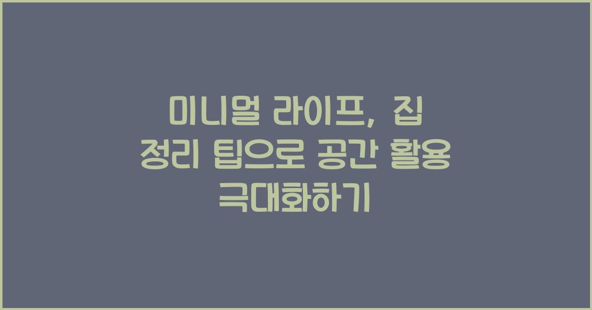 미니멀 라이프, 집 정리 팁