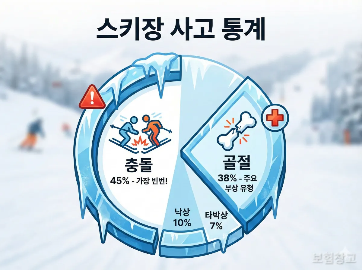 스키장 충돌 사고 및 골절 사고 통계 인포그래픽