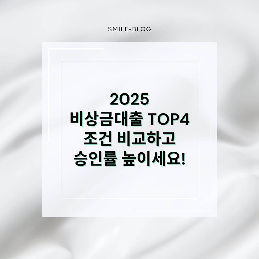 2025 정부지원 비상금대출 총정리 – 급전 필요한 분들을 위한 소액대출 TOP4
