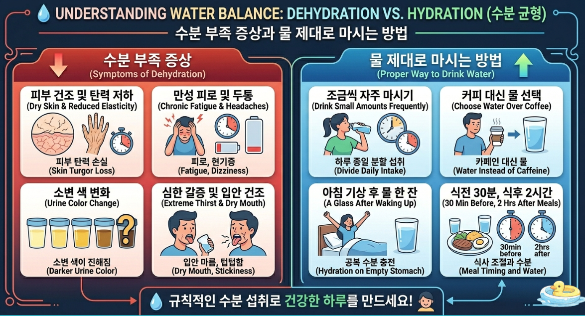 수분 부족 증상과 물 마시는 방법-사진