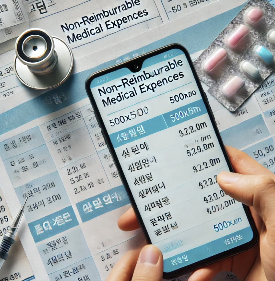 비급여 의료비 영수증을 클로즈업으로 보여주는 이미지