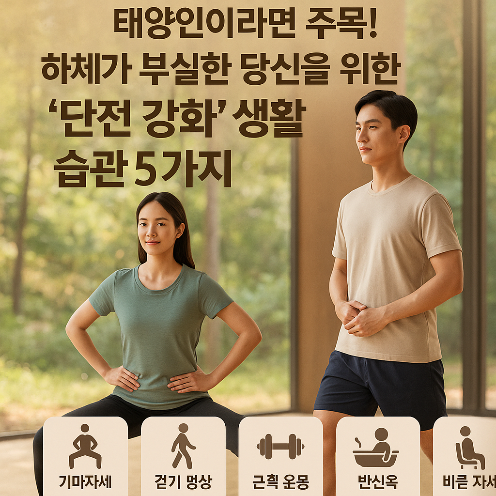 1.️ 태양인 하체가 부실한 당신을 위한
&lsquo;단전 강화&rsquo; 생활 습관 5가지