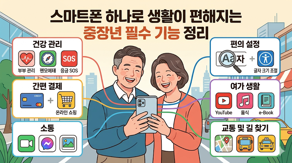 스마트폰 하나로 생활이 편해지는 중장년 필수 기능 정리