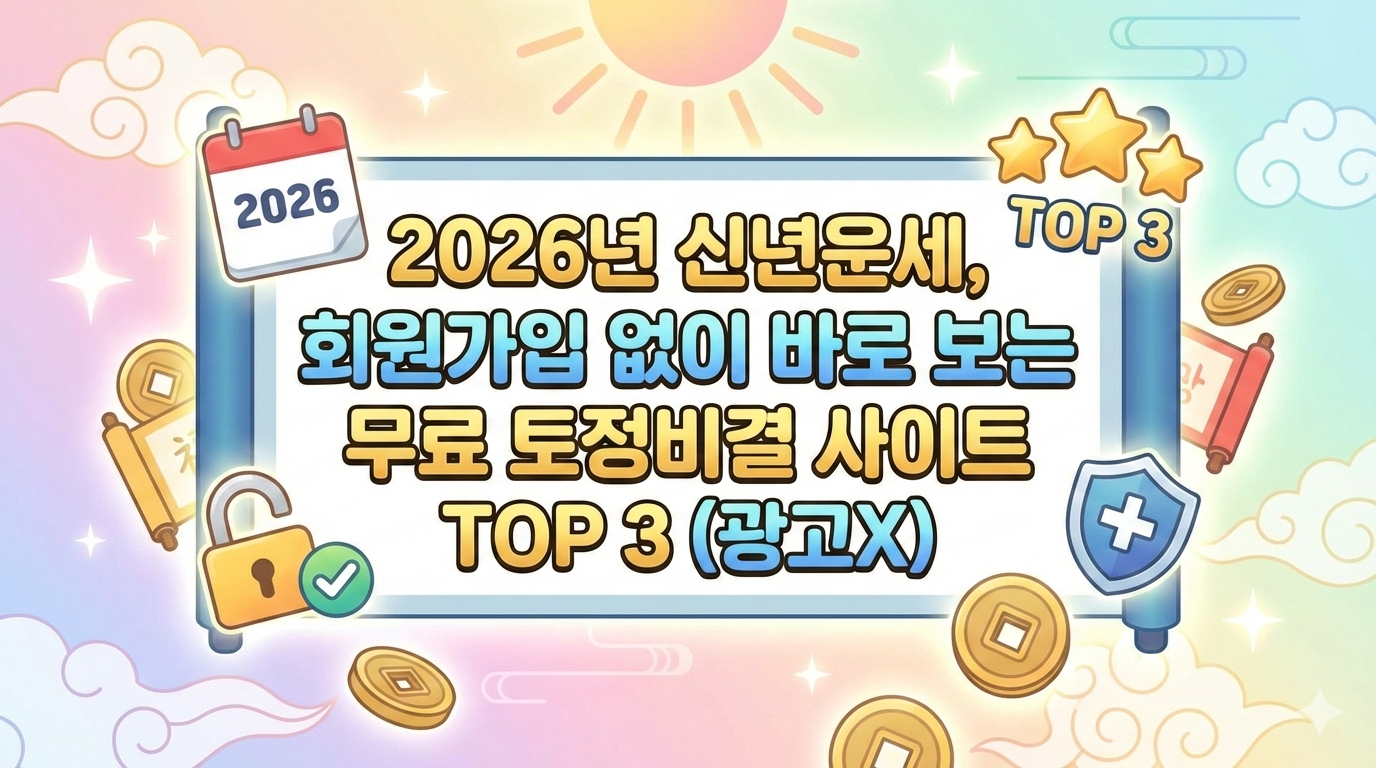 2026년 신년운세, 회원가입 없이 바로 보는 무료 토정비결 사이트 TOP 3 (광고X)