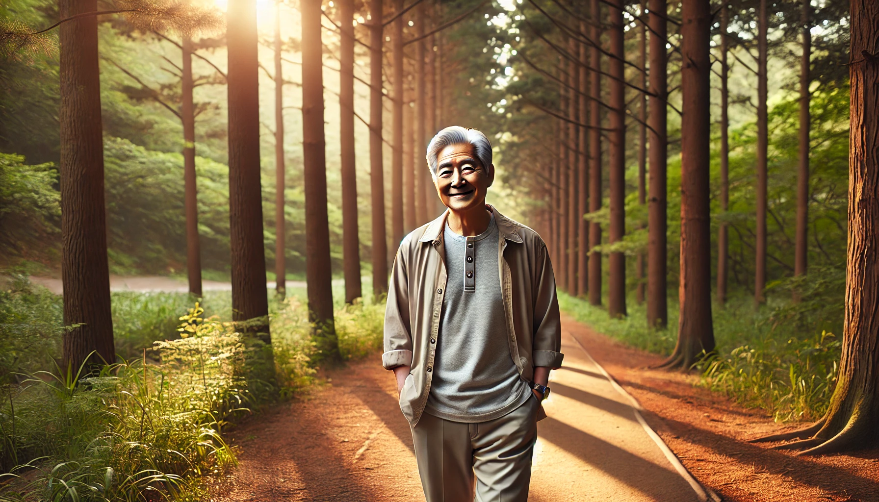 건강한 일상을위해 산책하는 노인