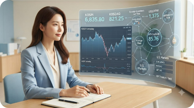 9월 2일 주식시장 판단 기준 -코스피 6,835선에서 꼭 확인할 수급·환율·유가 흐름