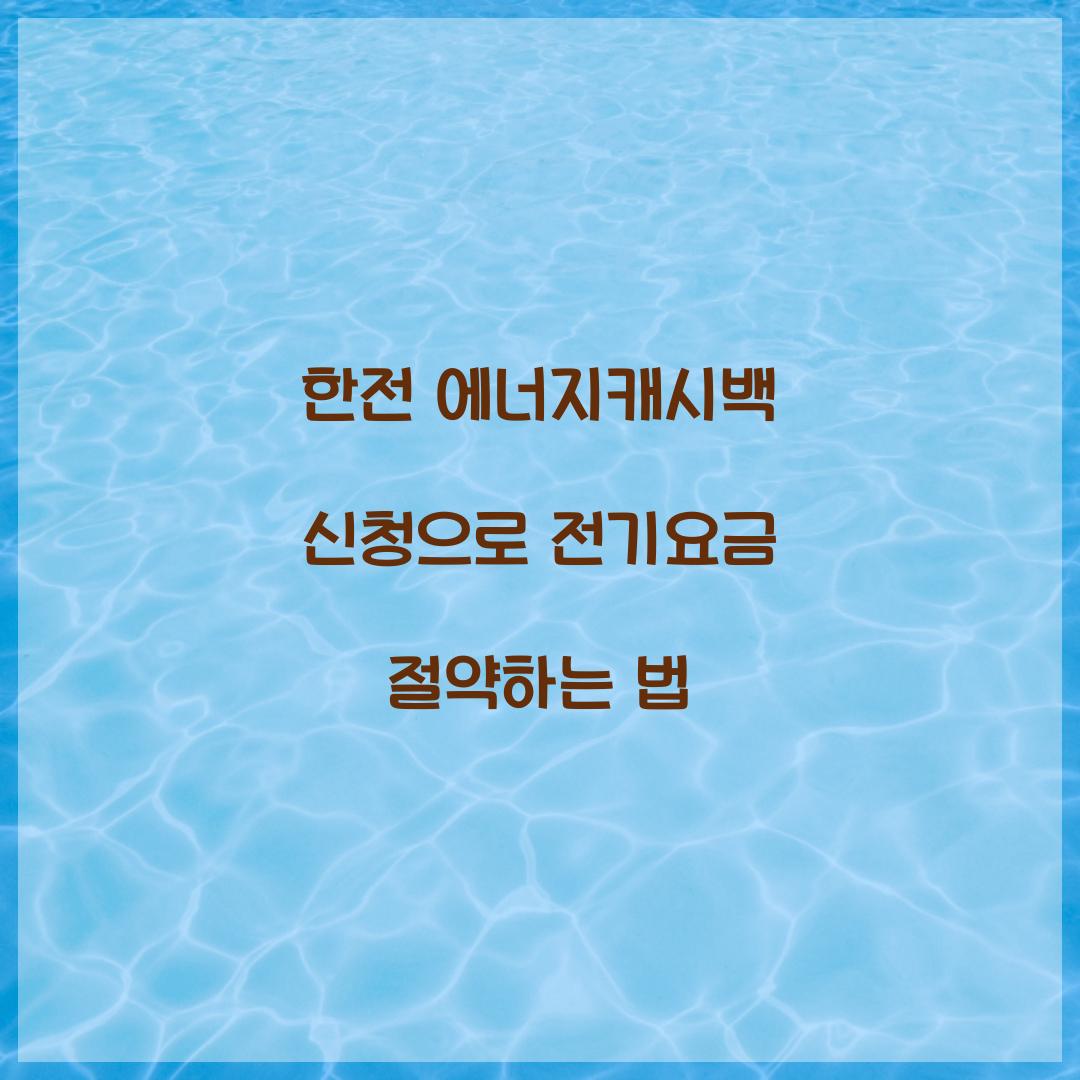 한전 에너지캐시백 신청