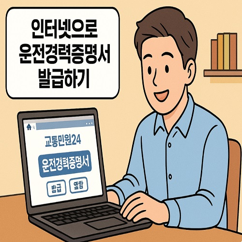 경찰청 교통민원24 홈페이지에서 운전경력증명서 국문 및 영문 발급 옵션을 선택하는 화면