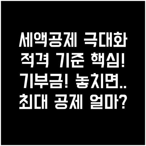 기부금 세액공제 극대화 전략 적격 기..
