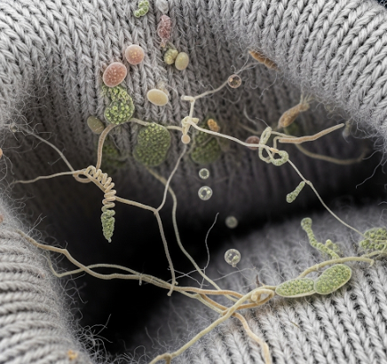 양말속 곰팡이의 모습