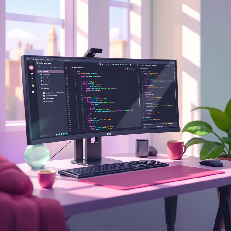 모니터에 코딩작업 내용을 표시