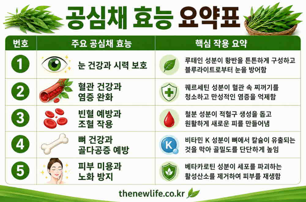 공심채 효능 요약표