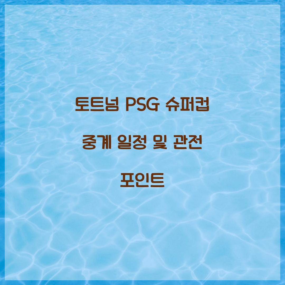 토트넘 PSG 슈퍼컵 중계