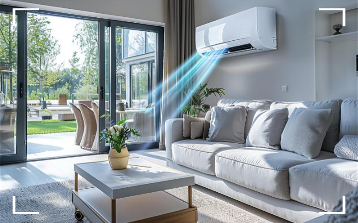 거실에 있는 에어컨 사진