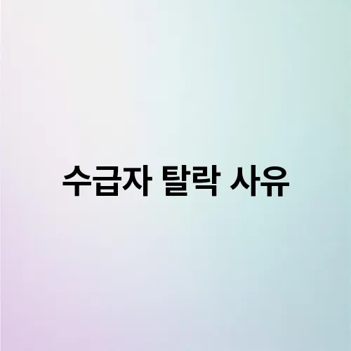 수급자 탈락 사유