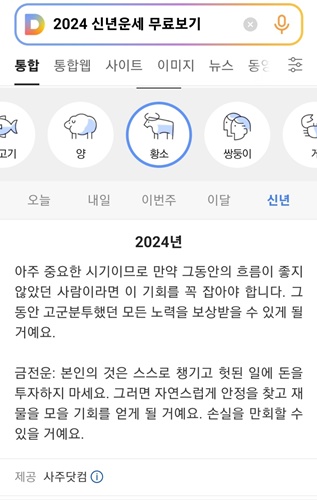 2024 신년운세 무료보기 다음 네이버 신한 농협