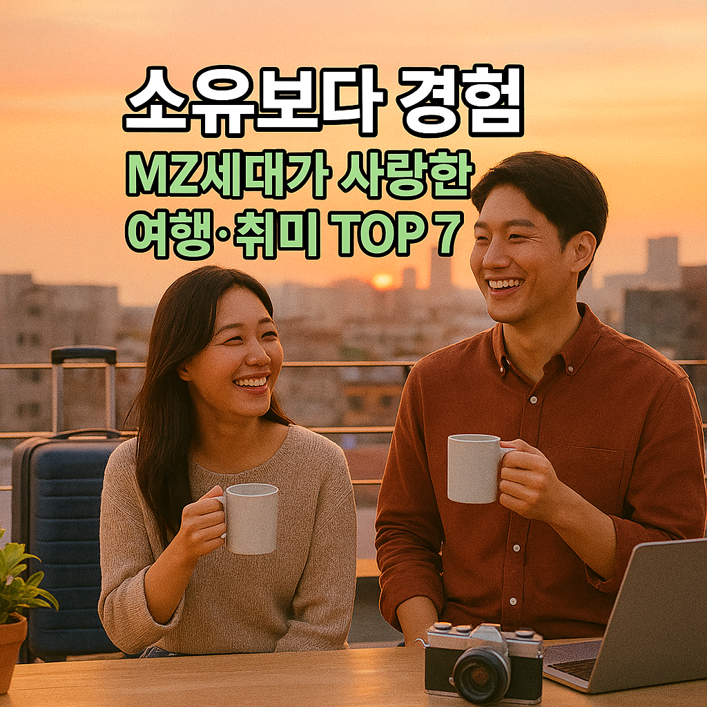 도심 루프탑 노을 아래에서 커피를 마시며 즐거워하는 커플