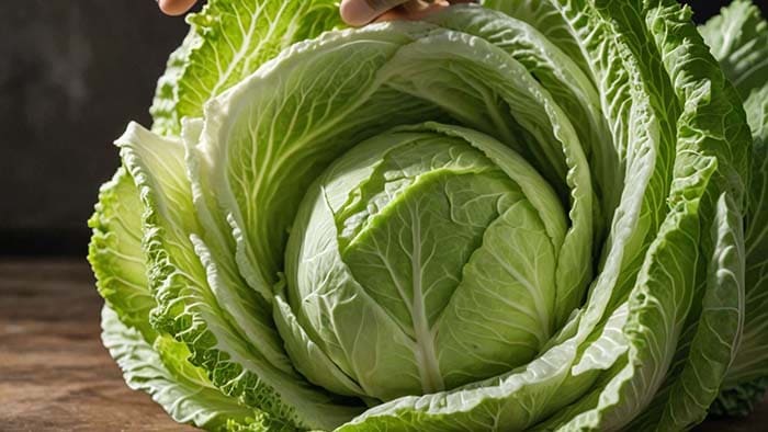 양배추의 껍질을 벗기는 모습